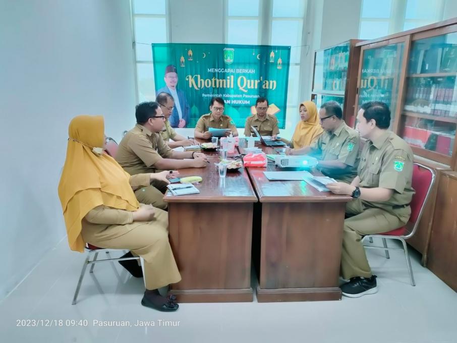 foto Rapat Pengembangan Pengelolaan Jaringan Dokumentasi dan Informasi Hukum (JDIH) Kabupaten Pasuruan